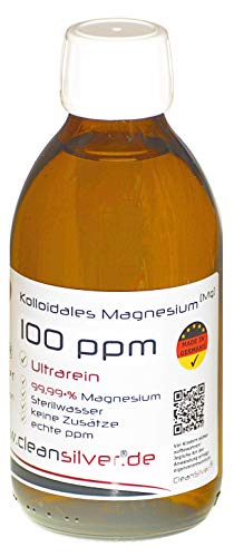 Kolloidales Magnesium 100 ppm 250ml (Mg9999, hochrein, pharm. Sterilwasser, Braunglas-Euromedizinflasche mit Originalitätsverschluss, immer frisch - keine Lagerware!)