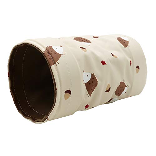 Small Animal Hideout Tunnel Collapsible Pet Play Toy Tunnel Tube for Dwarf Rabbit Hamster Guinea Pig Chinchilla Sugar Glider Hedgehog Supplies (Beige)