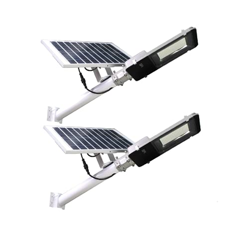 JANDEI - 2er-Pack Solarleuchten 200 W für den Außenbereich, 2500 Lumen, IP65, schwenkbares Solarpanel und Fernbedienung, 200 LEDs, 6000 K, kaltweiß, Solarleuchten für Garten, Terrasse, Wand.