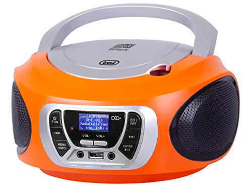 Trevi CMP 510 DAB Stereo Tragbare CD Boombox Radio DAB/DAB+ mit RDS, USB, AUX-IN, Kopfhöreranschluss, Orange