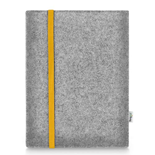 Stilbag Hülle für Apple iPad (2018) | Etui Case aus Merino Wollfilz | Modell Leon in hellgrau/gelb | Tablet Schutz-Hülle Made in Germany