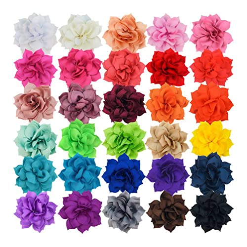 Gissroys 30 Stück/Lot 8–8,5 cm Chiffon-Stoff Blumen für Frauen Mädchen Stirnband Haarspange DIY Kleidung Caps Kopfbedeckung Haarschmuck Band Blumen