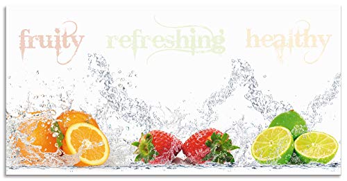 Artland Design Spritzschutz Küche I Alu Küchenrückwand Herd BxH: 100x50 cm sehr schnelle und einfache Montage Fruchtig - erfrischend - gesund - Zitronen Kirschen Erdbeeren Limetten