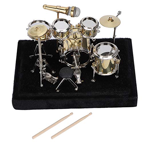 Miniatur-E-Drum-Set, Metall + Kunststoff Mini-Trommel-Modell und Miniatur-Trommel-Set Sammlerstück, Modell-Display Ornamente Handwerk für Geschenk Kinder 3D-Musikinstrument DIY-Modell Drum-Kit Wohnkul