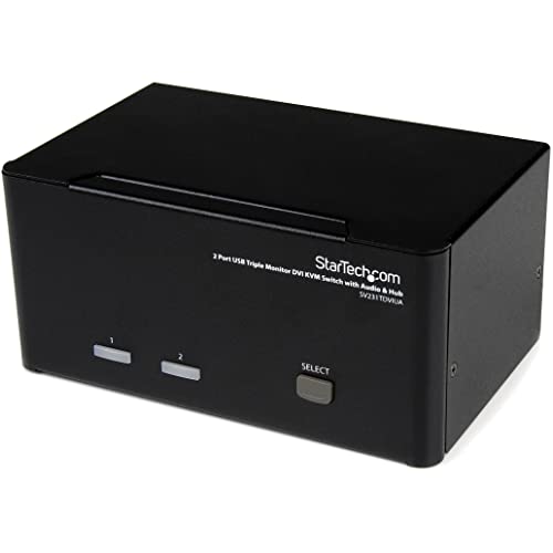 StarTech.com 2 Port Dreifach Monitor DVI USB KVM Switch mit Audio und USB 2.0 Hub - Tripel Monitor KVM Umschalter