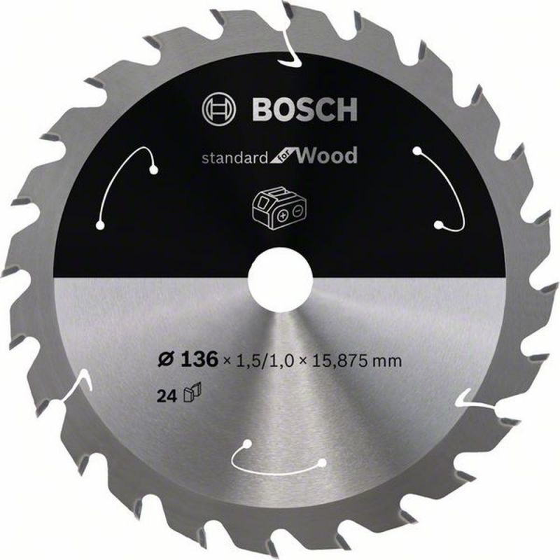 Bosch Akku-Kreissägeblatt Standard for Wood, 136 x 1,5/1 x 15,875, 24 Zähne 2608837667
