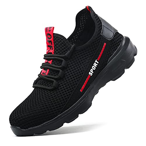 YUTCRE Sicherheitsschuhe Herren Damen Arbeitsschuhe Metallfreie Composite-Toe Arbeitssicherheit Trainer Construction Schuhe (Color : Black, Size : 45 EU)