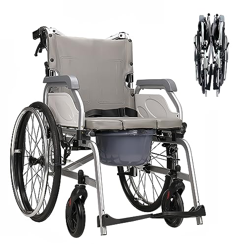 GHBXJX Rollstuhl Faltbar Leicht Duschrollstuhl, Rollstühle mit Selbstantrieb, Aluminium Rollstuhl für die Wohnung, Reiserollstuhl, Aktivrollstuhl, Klappbare Rückenlehne, Verstellbare Armlehnen