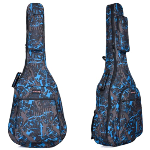 40 104,1 cm Akustische Gitarre Wasserdicht gepolsterte Tasche dicker Advanced Gitarre Fall mit doppelter Riemen und Außentaschen blau