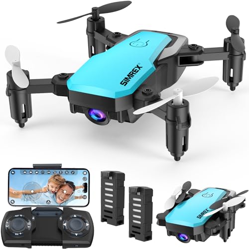 SIMREX X300C Mini Drone RC Quadcopter Foldable Altitude Hold Headless RTF 360 Degree FPV Video WiFi 720P HD Camera 6-Axis Gyro 4CH 2.4Ghz Remote Control Super Easy Fly for Training Blau