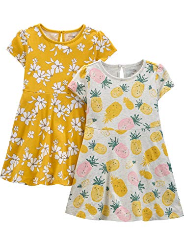 Simple Joys by Carter's 2-Pack Short-Sleeve and Sleeveless Dress Sets Freizeitkleid, Ananas/Floral, 3 Jahre, 2er-Pack
