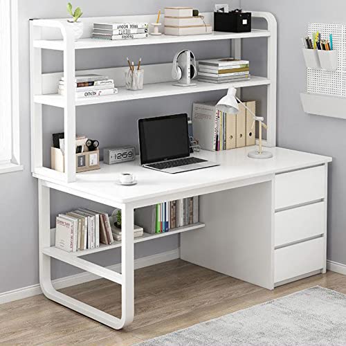 Industrieller Computertisch mit Bücherregal – Home-Office-Arbeitsplatz mit 3 Schubladen zum Lernen und Schreiben – vielseitiger Tisch für Zuhause und Büro