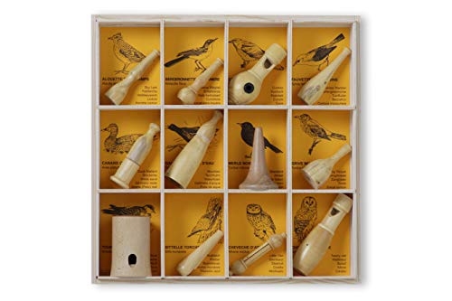 KOOKOO Vogelpfeifen 12er Set Singvögel Handarbeit Einzelstücke individuell Melodie Holz Vogelstimmen imitieren nachahmen Natur