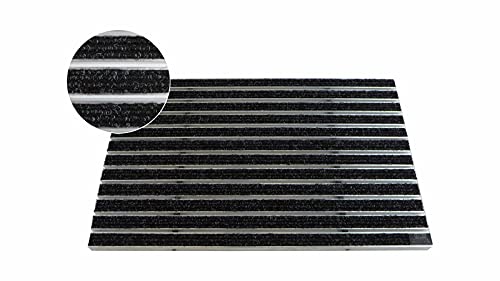 EMCO Eingangsmatte DIPLOMAT Rips anthrazit 10mm ALU Fußmatte Türmatte Fußabstreifer Abtreter, Größe:590 x 390 mm