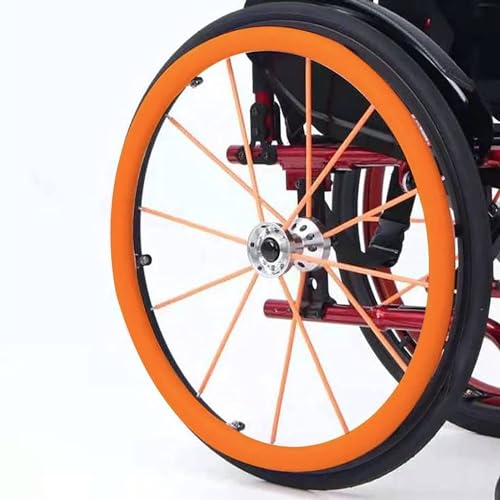 Silikon-Rollstuhl-Schiebefelgenabdeckungen, 1 Paar rutschfeste Rollstuhl-Handschiebeabdeckung, Hinterradgriffabdeckung, Rollstuhl-Hinterradabdeckung zur Verbesserung von Halt und Traktion (Color : Or