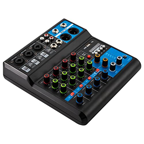 5-Kanal Audio Mixer Bluetooth Mixer Live Studio Audio Verstärker DJ Mischer Mischpult USB Live Recording Mixer DJ Podcast Mixer
