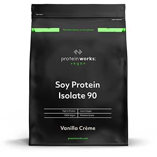 Protein Works Soja Protein 90 Isolat | Vanillecreme | 100% Vegan, aus nachhaltigen Anbau | Fettarm, ohne Zuckerzusatz | Glutenfrei | 1kg