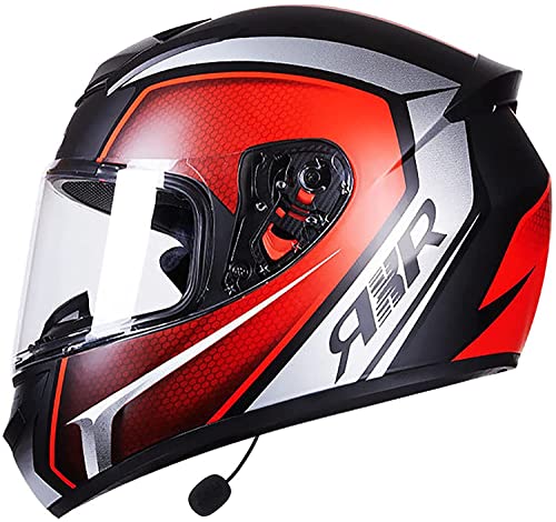 Klapphelm Bluetooth Motorradhelm Sturzhelm ECE Genehmigt Mit HD-Doppelspiegel Geschlossenen Reduzieren Windgeräusche ABS Hartes Warm Für Damen Herren (Color : B, Größe : L=55-58cm)