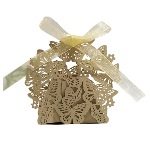 50/100 Stück lasergeschnittene Schmetterlings-Geschenk-Süßigkeitsbox mit Band-Verpackungsbox für Babyparty, Hochzeit, Party, Dekoration
