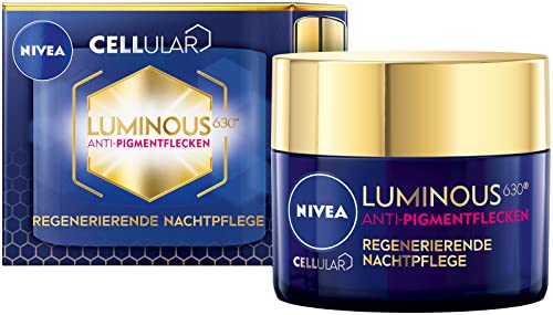 NIVEA Cellular Luminous 630 Anti Pigmentflecken Nachtpflege (50 ml), Gesichtscreme für die Nacht bei Pigment- und Altersflecken, regenerierende Nachtcreme mit Hyaluron