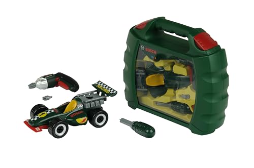 Theo Klein 8375 Bosch Grand Prix Koffer mit Ixolino |Batteriebetriebener Akkuschrauber Ixolino | Rennwagen in 10 Teile zerlegbar | Spielzeug für Kinder ab 3 Jahren