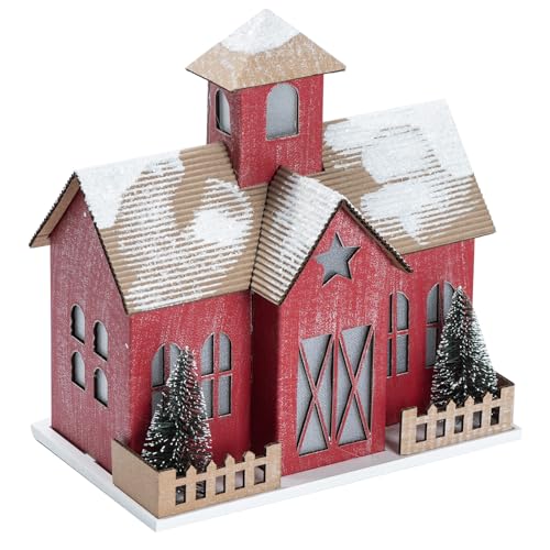 Weihnachtspapierhaus LED-Licht 3D Puzzle Mini Kit DIY Bunte Dekoration Urlaub Schnee (Groß Weiß)
