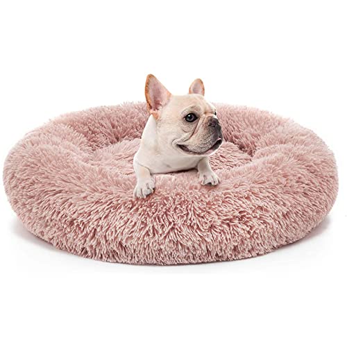 SHAIYOU Orthopädisches Hundebett Komfortables Donut Cuddler Rundes Hundebett Ultra Weiches Waschbares Hunde- Und Katzenkissenbett (80 * 80 * 18cm,Rosa)