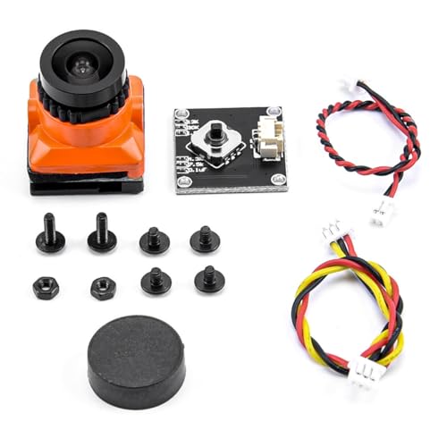 Qtynudy FPV-Kamera HD 1500TVL 2,1 mm Weitwinkel mit OSD-Anpassungsplatine für FPV RC Racing Drone Zubehör,Orange