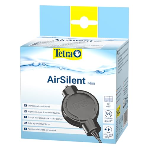 Tetra AirSilent Mini - leise Aquarium Luftpumpe, Komplettset inklusive Ausstömerstein, geeignet zur Versorgung mit Sauerstoff von Aquarien mit 10 - 40 L