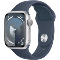 APPLE Watch Series 9 GPS 41mm Silver Aluminium Case with Storm Blue Sport Band - M/L (MR913QF/A)