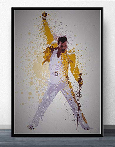 LCSLDW Leinwanddruck Leinwand Malerei Plakate Und Drucke Wandkunst Bild Freddie Mercury Rockmusik Vintage Poster Dekorative Wohnkultur, 30X40Cm Ohne Rahmen