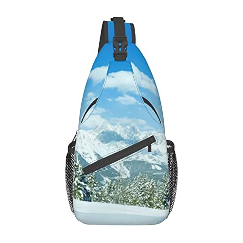 Schulter-Rucksack mit Landschafts-Druck, leicht, faltbar, Crossbody-Tasche, wasserabweisend, Schulterrucksack für den täglichen Gebrauch, Schwarz , Einheitsgröße