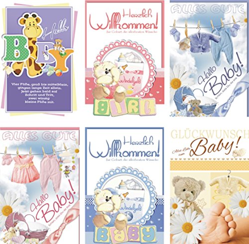 Glückwunschkarten zur Geburt 100 Stück Karten Willkommen Baby Grußkarten Karte 31-6530