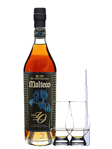 Malteco Anejo Suave 10 Jahre Guatemala 0,7 Liter + 2 Glencairn Gläser + Einwegpipette 1 Stück