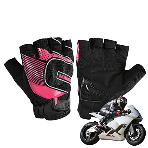 Jildouf Motorradhandschuhe, rutschfeste, atmungsaktive Fingerlose Handschuhe, Motorradhandschuhe mit hartem Knöchelschutz, Touchscreen, mit reflektierenden Streifen für Männer und Frauen, Reiten