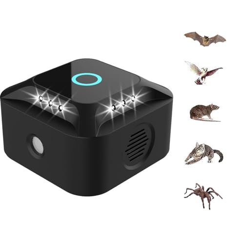Ultraschall für Ratten, 2024 Fledermausabwehr, Eichhörnchen und Kakerlake, Ultraschall, 360 ° mit LED-Licht, Ultraschall-Mausabwehr Plug-in-Anti-Schädlings-Kakerlaken für den Garten