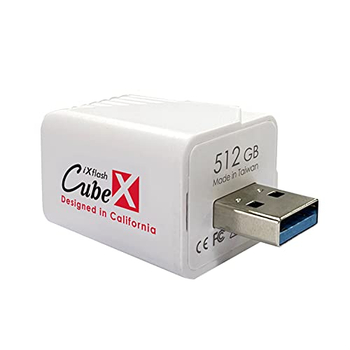 PioData iXflash Cube 512GB USB Type A, Auto Backup Fotos & Videos für iPhone & iPadPhoto, Apple MFi Certified