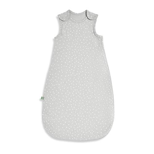 The Little Green Sheep Baby Sleeping Bag 0-6 Months, Quilted Organic Linen & Cotton Sleeping Bag, 1 Tog for Summer, Dove Grey with Rice Print
