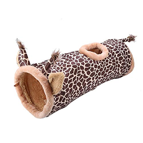 Tunnelspielzeug - Sicheres tragbares faltbares zusammenklappbares Stoff-Tunnelspielzeug für Haustierkatze-Hundekaninchen(Giraffe)