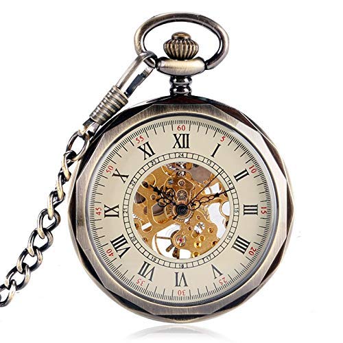 Mechanische Taschenuhr mit Handaufzug, Vintage-Retro-Uhr mit Kette, Geschenk für den Vater, Taschenuhr