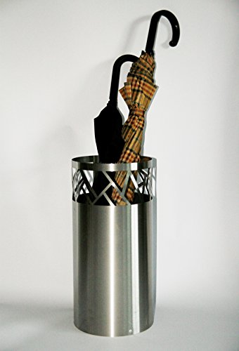 Regenschirmständer Design Fence, 49 x Ø 22,5 cm, Edelstahl mattiert, Marke: Szagato, Made in Germany (Schirmständer, Schirmhalter, Regenschirmhalter gebürstet)
