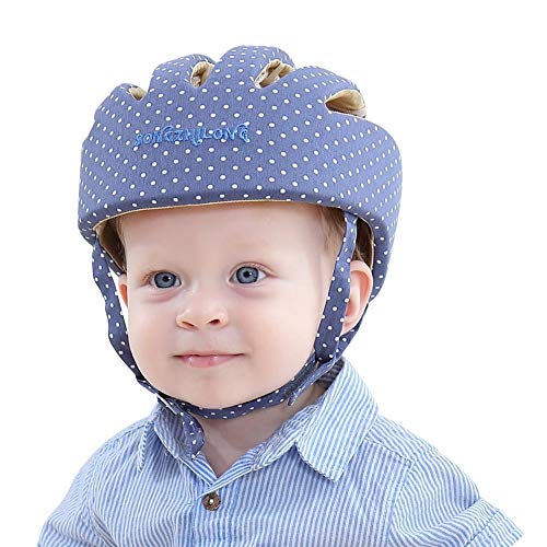 Babyhelm Helmmütze Kopfschutzmütze für Kleinkind beim Lauflernen verstellbar Safety Helmet (Punkt Blau)