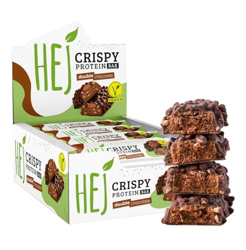 HEJ Vegan Crispy | High Protein Eiweißriegel Snack | Double Chocolate – 12 x 45 g