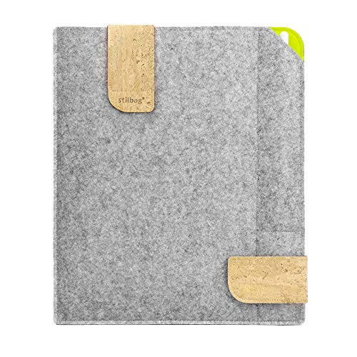 Stilbag Filztasche für Apple iPad Pro 11 (2018) | Etui Case aus Merino Wollfilz und Kork mit Pencil Fach | Modell KUNO in hellgrau - apfelgrün | Tablet Schutz-Tasche Made in Germany