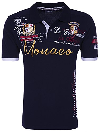 behype. Herren Kurzarm Polo-Shirt Monaco T-Shirt 20-3040 Navy M