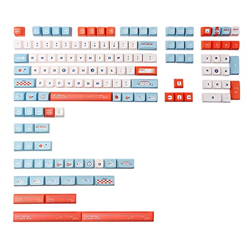 Ganekihedy 140 Tasten Gulf Racing Keycap KDA Profile Dye Subb Tastenkappen für Mechanische Tastatur GK61 LK67 TM680 K70 G710+ 3U 7U