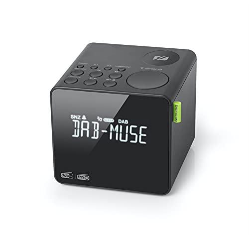 MUSE M-187 CDB Radiowecker DAB FM PLL, Dual-Alarm, LCD-Display, Uhr, Wecker, Summer, Schlummerfunktion, Schlaffunktion, Antenne, AUX-IN, Backup-Batterie, dunkelgrau,
