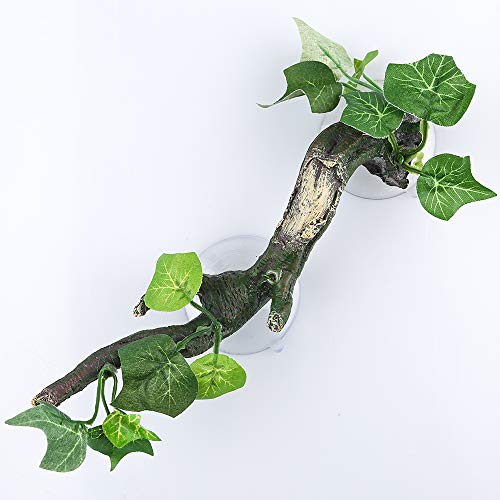 Aqua KT Reptilien-Eck-Ast Terrarium Pflanze Dekoration mit Saugnapf für Amphibien Eidechse Schlange Klettern