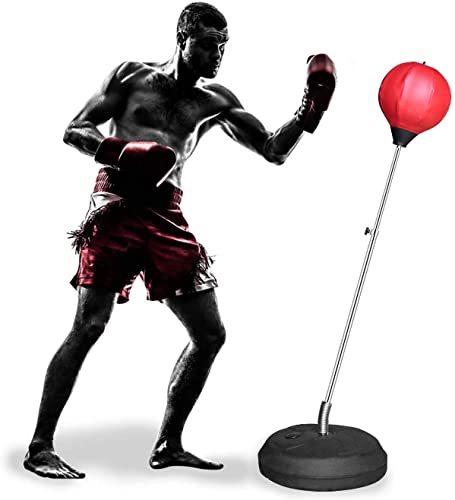 Punchingball, Boxsack Stehend Boxbirne mit Standfuß Standboxsack Erwachsene Punchingball Boxen Set Boxsack Erwachsene Freistehend Standboxsack mit Boxhandschuhe und Pumpe Höhenverstellbarer