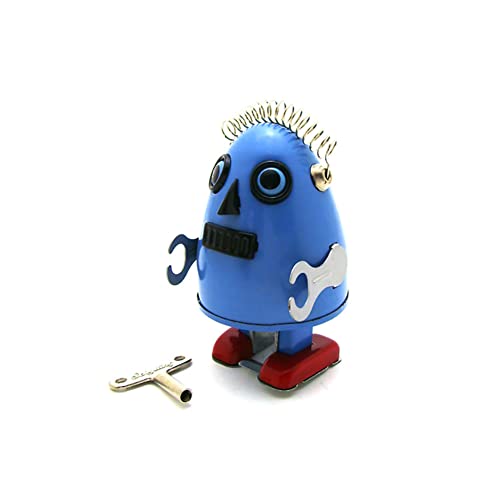 FLADO Kinderspielzeug MS649, eiförmiger Roboter, Aufziehspielzeug, kreatives Blechspielzeug, nostalgisches Thema, Persönlichkeit, Ornamente, Kunsthandwerk, Geschenk für Jungen und Mädchen (Blau)